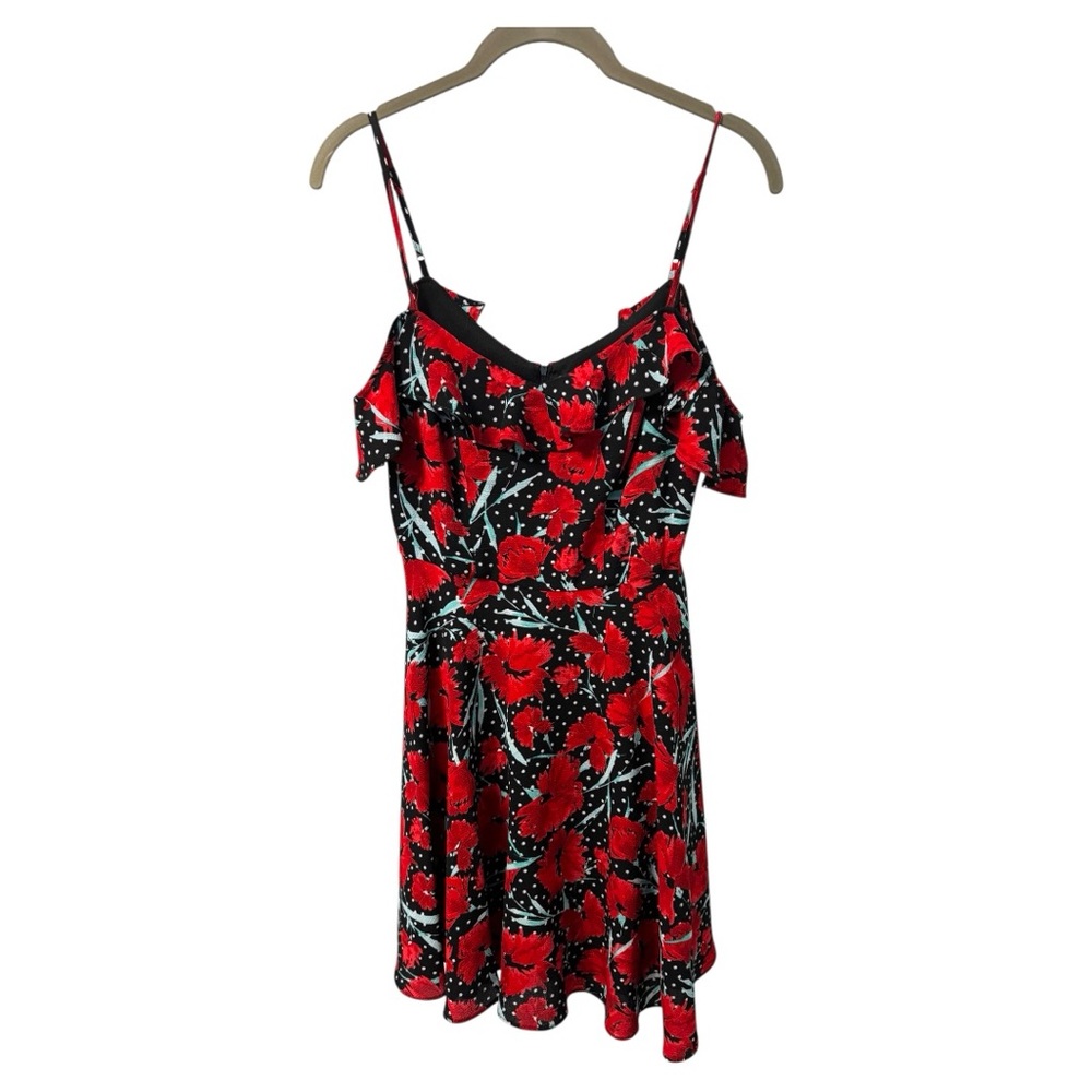 B Darlin Red and Black Floral Cold Shoulder Dress size 3/4
